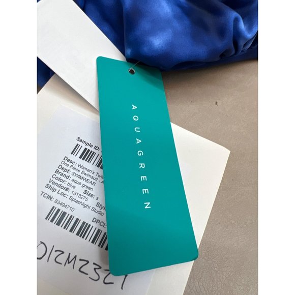 Women's Twist-Front Over the Shoulder One Piece Swimsuit - Aqua Green Blue Small - Picture 5 of 7